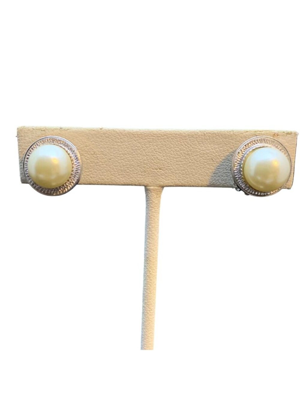 Coro Silver Tone Faux Pearl Clip On Earrings (2278)